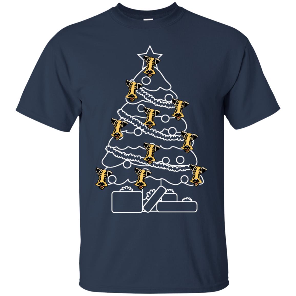 Terrier Dog Face Christmas Tree Gift Shirt Navy