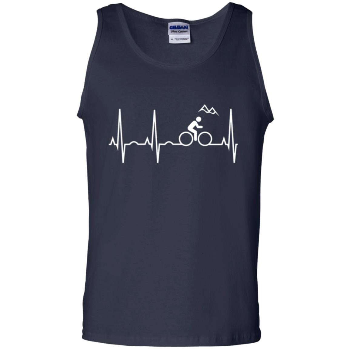Mountain Bike Heartbeat Mountain Biking T-shirt Navy