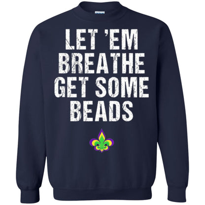 Mardi Gras T-shirt Let_em Breathe Get Some Beads Navy