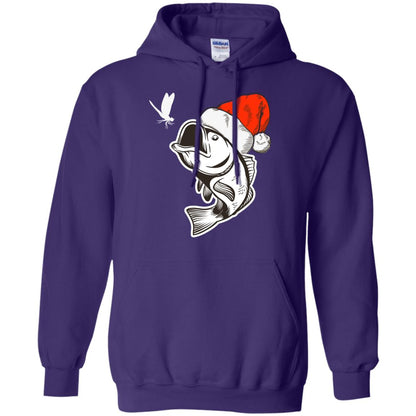 Bass Fishing Santa Hat Christmas Gift Shirt For Fishing Lovers Purple