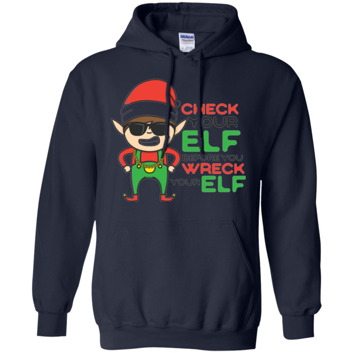 Christmas T-shirt Check Your Elf Before You Wreck Your Elf Navy