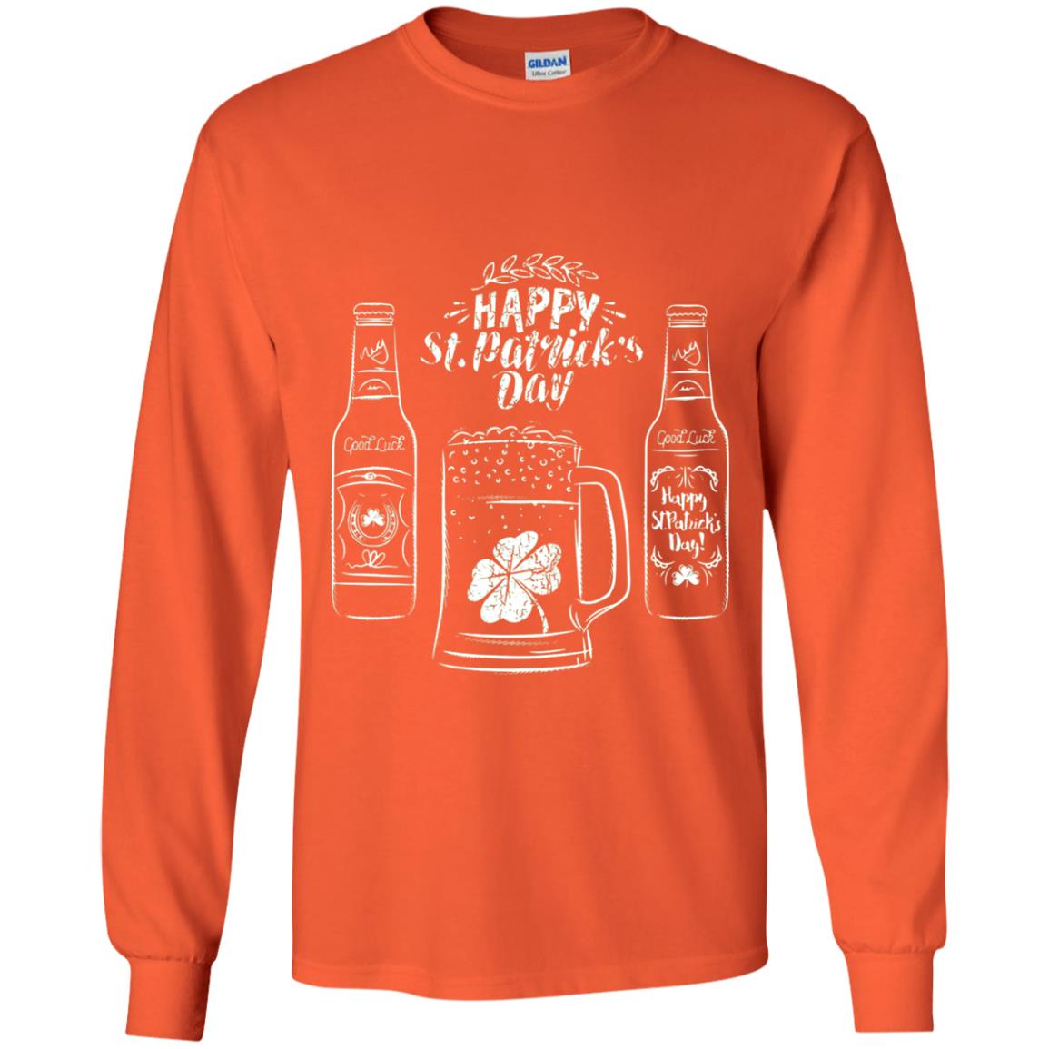 Happy St. Patrick_s Day Drinking Beer St Patrick_s Day T-shirt Orange