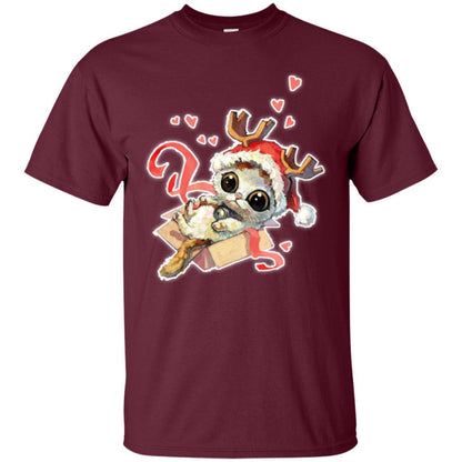 Cat Lover T-shirt Merry Christmas Maroon