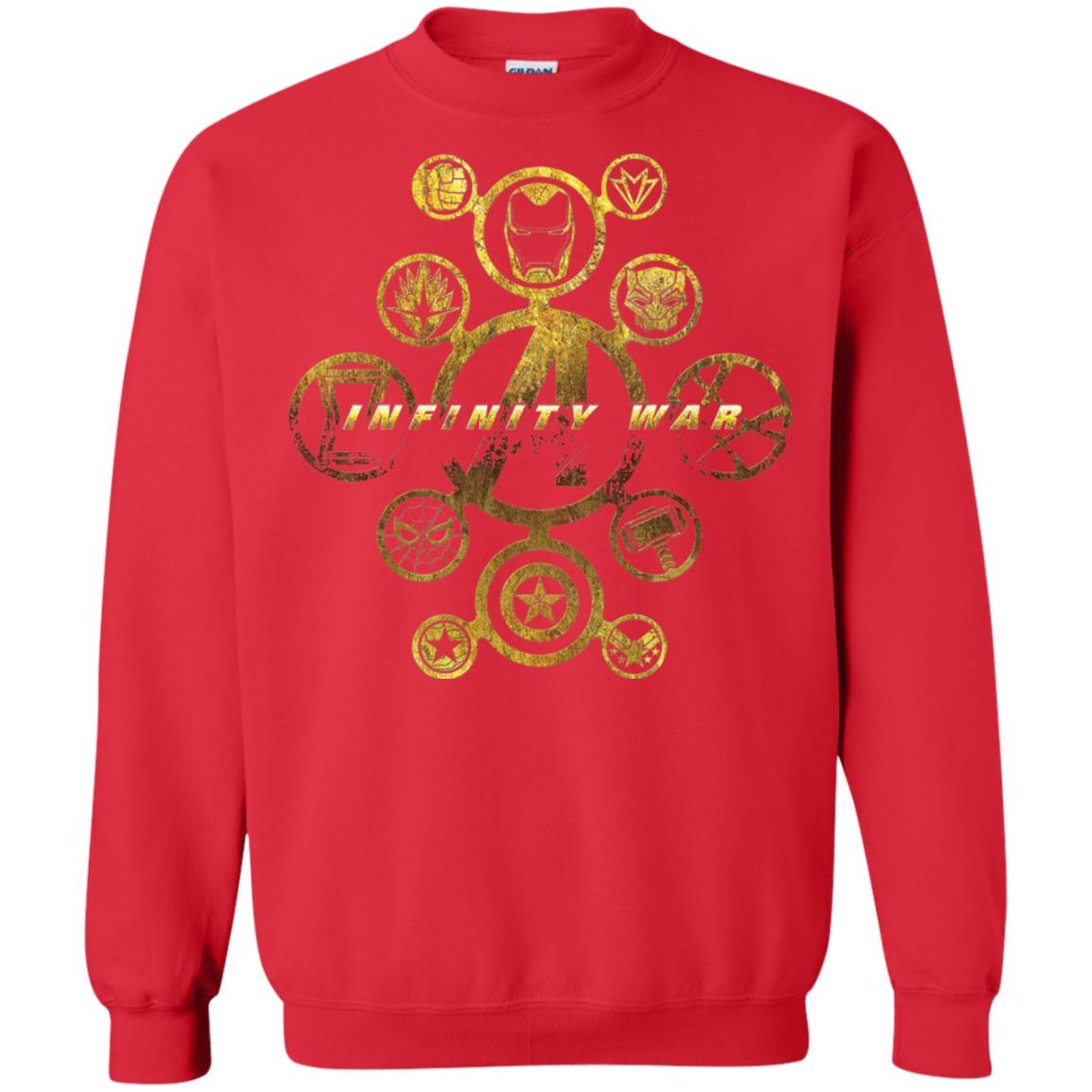 Infinity War Gold Hero Movie T-shirt Red