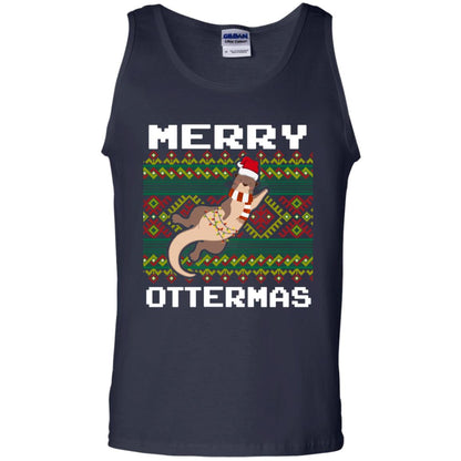 Merry Ottermas Funny Otter Lovers Ugly Sweater X-mas Gift Shirt Navy