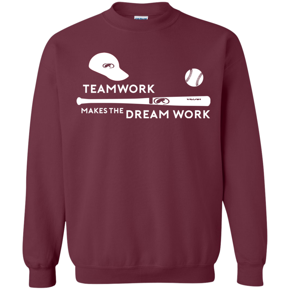 Baseball T-shirt Teamwork Makes The Dream Work Maroon