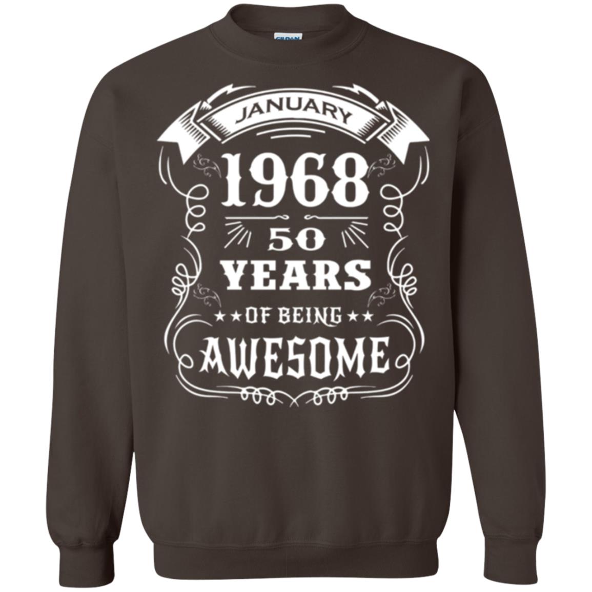 50th Birthday T-shirt Born In January 1968 Dark Chocolate