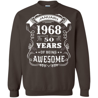 50th Birthday T-shirt Born In January 1968 Dark Chocolate