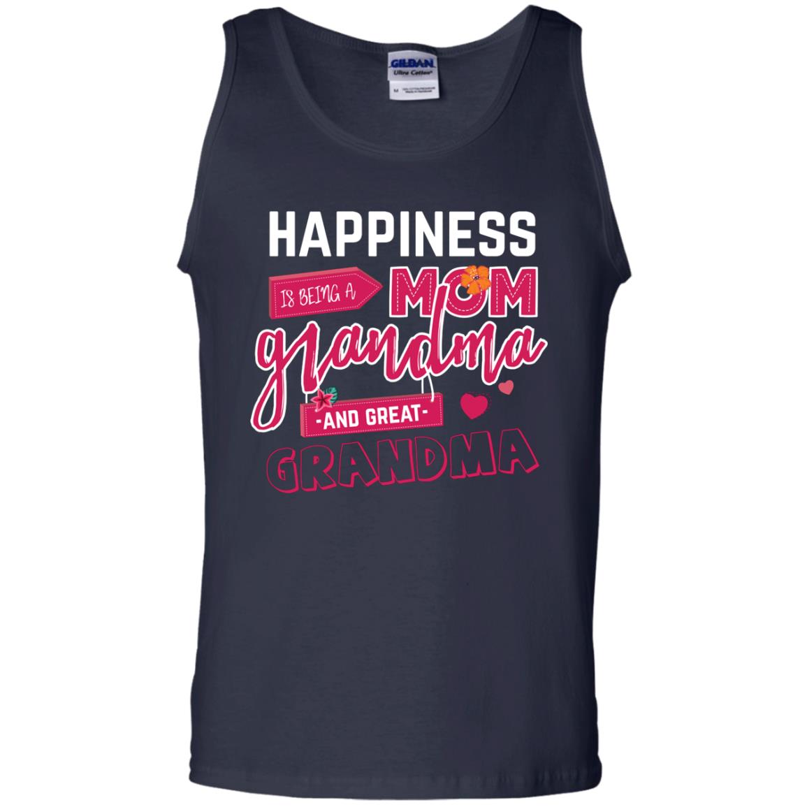 Happiness Is Being A Mom A Grandma And Great Grandma Shirt Navy