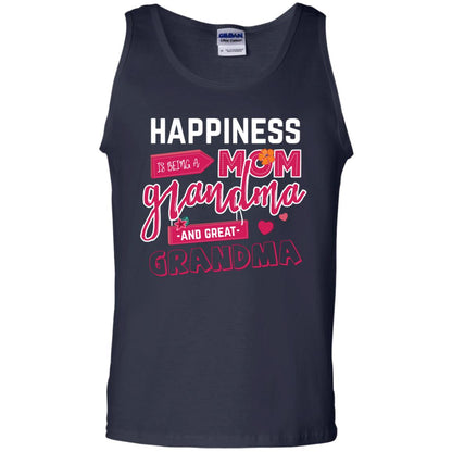 Happiness Is Being A Mom A Grandma And Great Grandma Shirt Navy