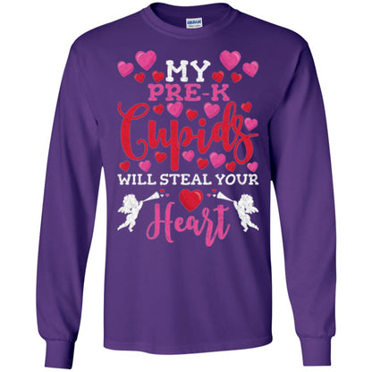 Teacher Valentines Day Shirt My Pre-k Cupids Will Steal Your Heart Purple