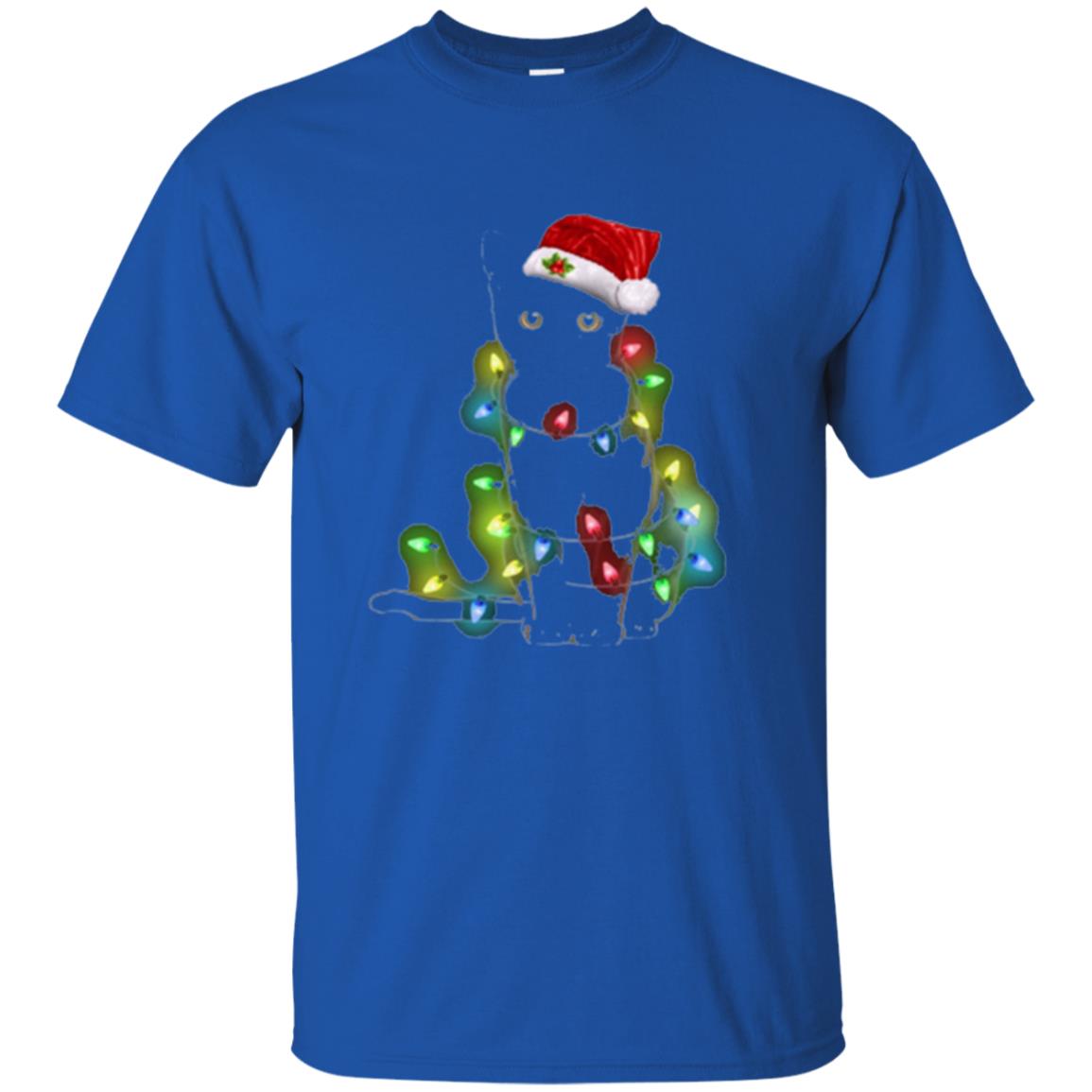 Christmas T-shirt Cat And Lights Royal