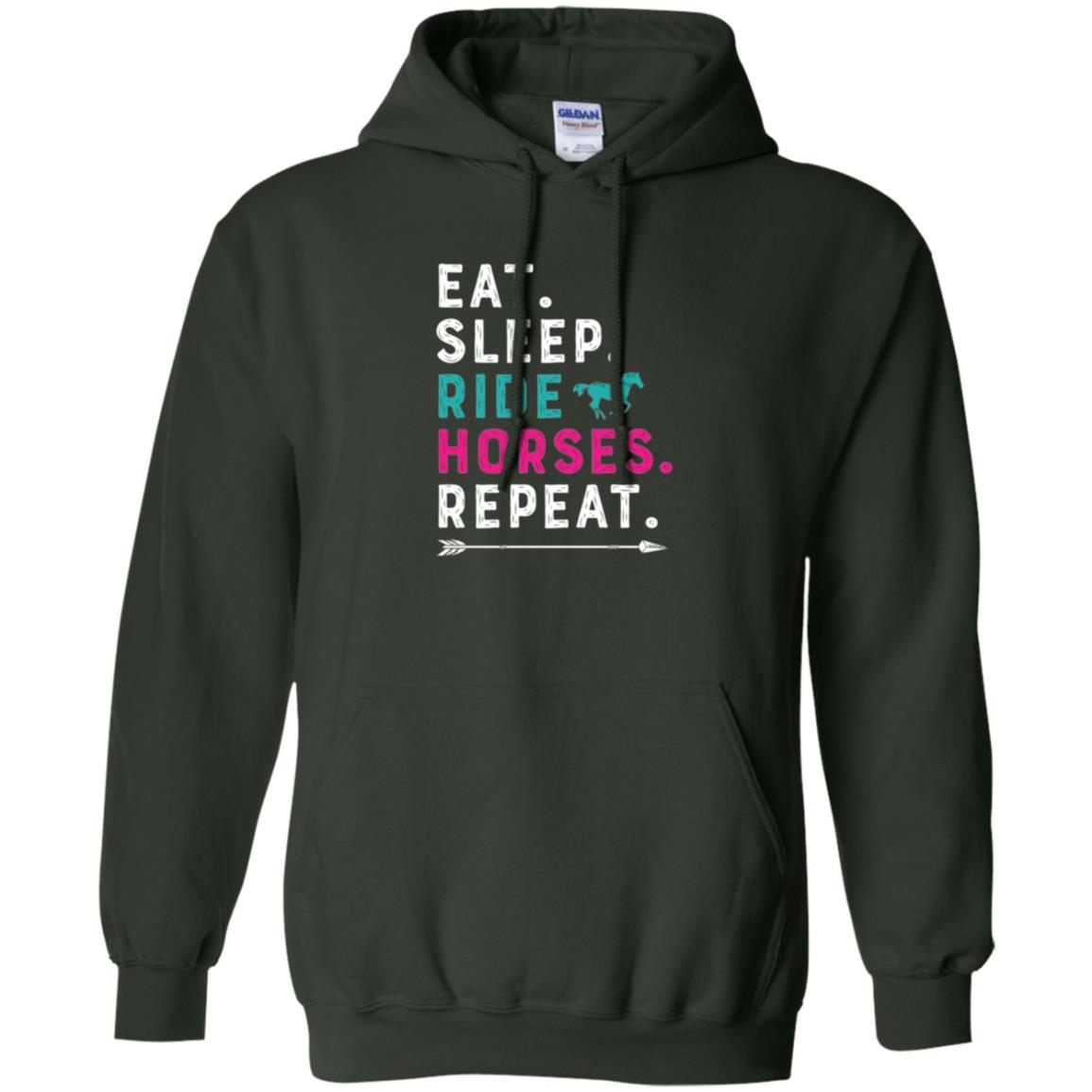 Horseback Riding T-shirt Eat Sleep Ride Horses Repeat Forest Green