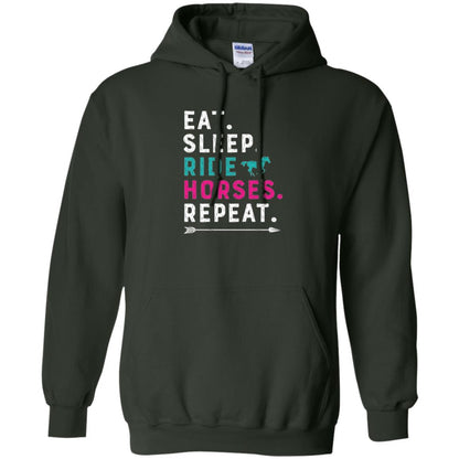 Horseback Riding T-shirt Eat Sleep Ride Horses Repeat Forest Green
