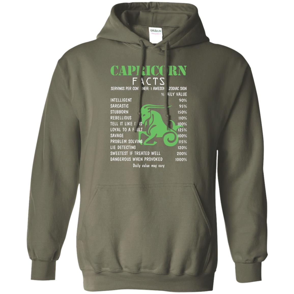Capricorn Facts 1 Awesome Zodiac Sign Gift Shirt For Capricorn Horoscope Military Green