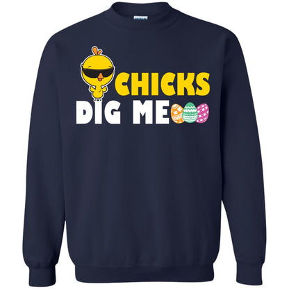 Chicks Dig Me Funny Chicken Shirt For Easter Day Navy