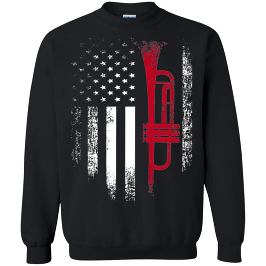Trumpet Lovers T-shirt American Flag Black