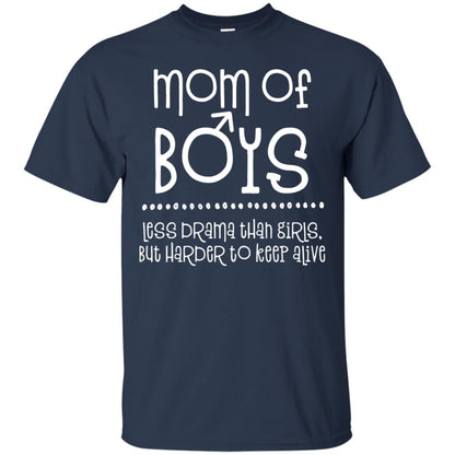 Mom Of Boys Shirt Less Drama Than Girls Navy