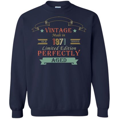 Vintage Made In Old 1971 Original Limited Edition Perfectly Aged 47th Birthday T-shirt Navy