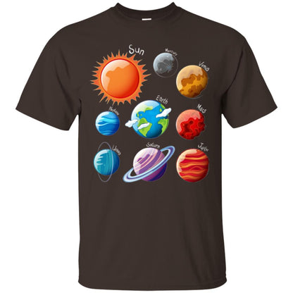 Solar System Planets T-shirt Dark Chocolate