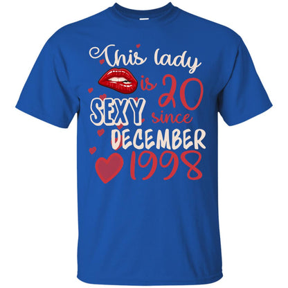 This Lady Is 20 Sexy Since December 1998 20th Birthday Shirt For December Womens Royal