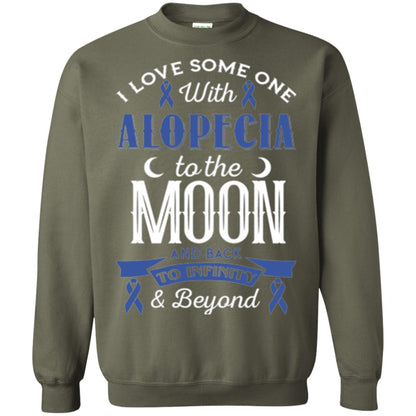 Alopecia Awareness T-shirt Love Someone With Alopecia To The Moon Military Green