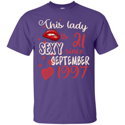 This Lady Is 21 Sexy Since September 1997 21st Birthday Shirt For September Womens Purple
