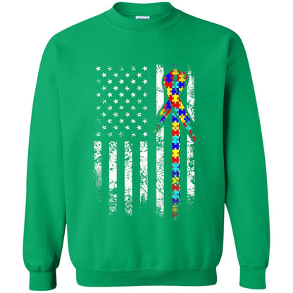 American Flag Distressed Autism Awareness T-shirt Irish Green