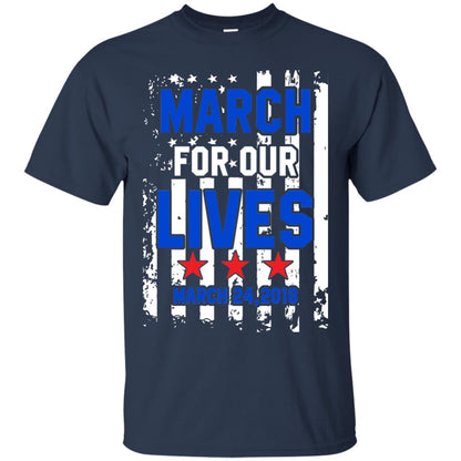 March For Our Lives With American Flag Gun Control T-shirt Navy