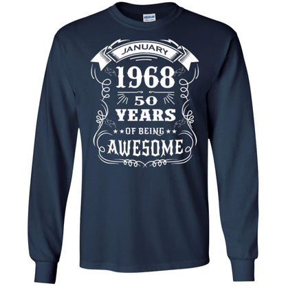 50th Birthday T-shirt Born In January 1968 Navy