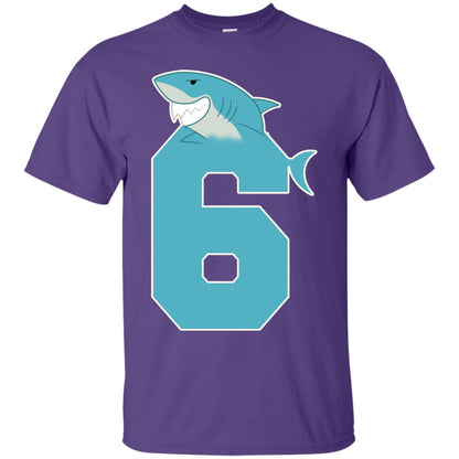 6th Birthday Shark Party Shirt Purple