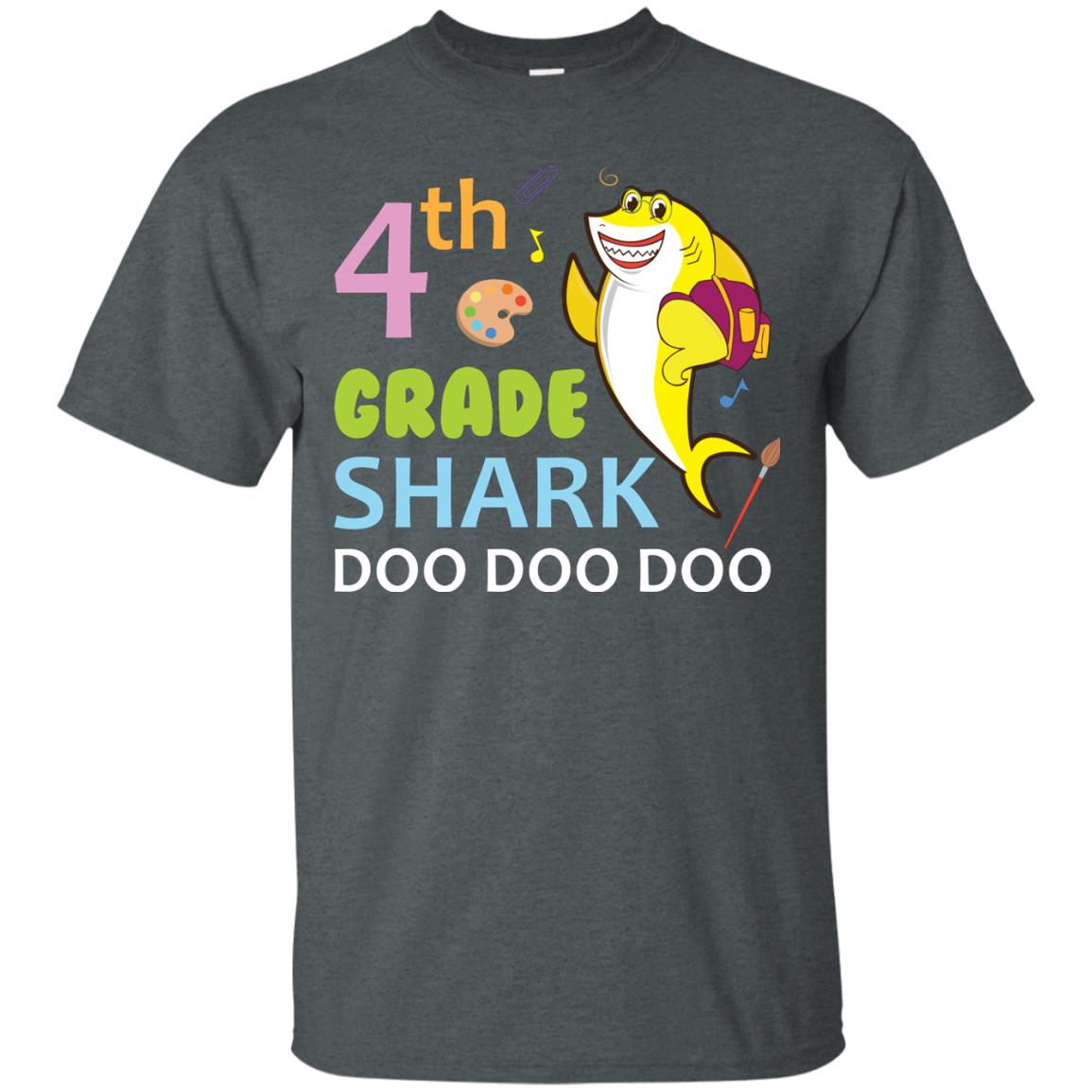 4th Grade Shark Doo Doo Doo Back To School T-shirt Dark Heather