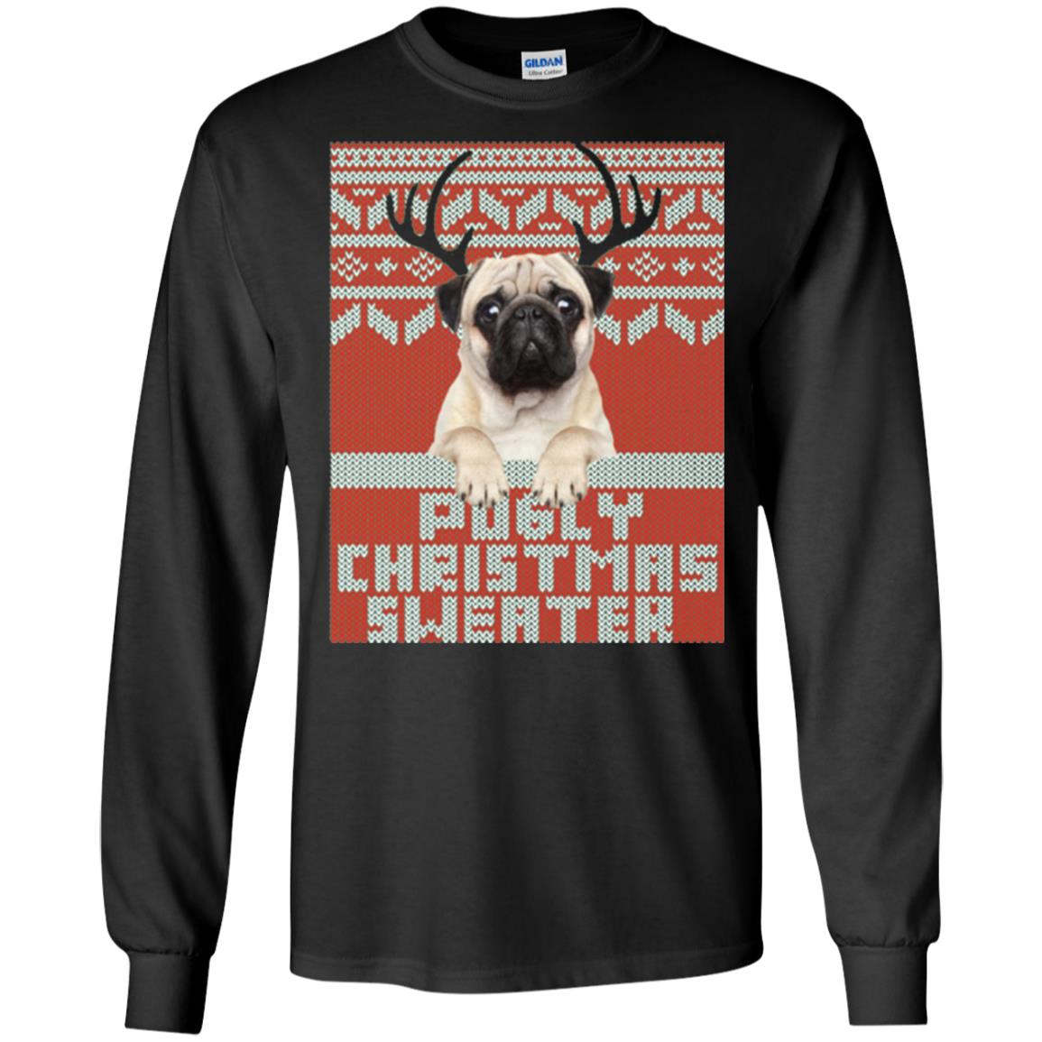Dog Lovers T-shirt Pugly Christmas Sweater Black