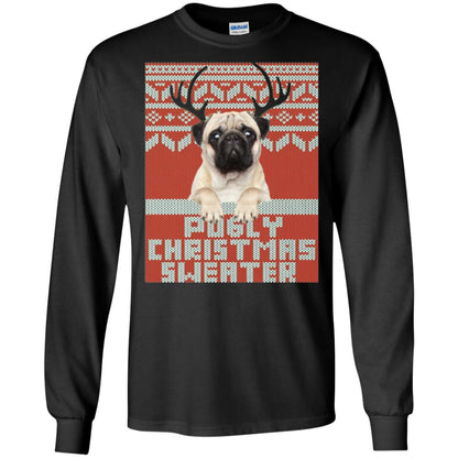 Dog Lovers T-shirt Pugly Christmas Sweater Black