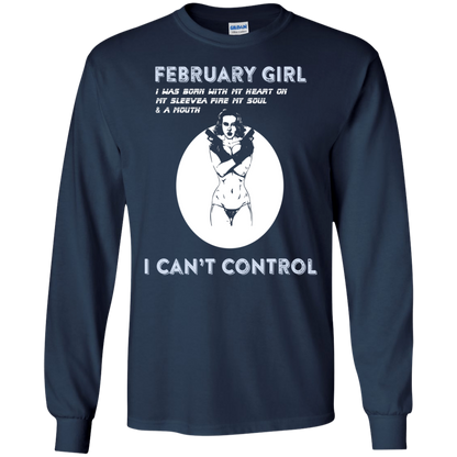 February Girl I Was Born With My Heart T-shirt Navy