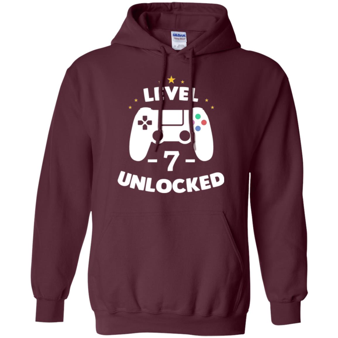 Senenth Birthday T-shirt Level 7 Unlocked Maroon