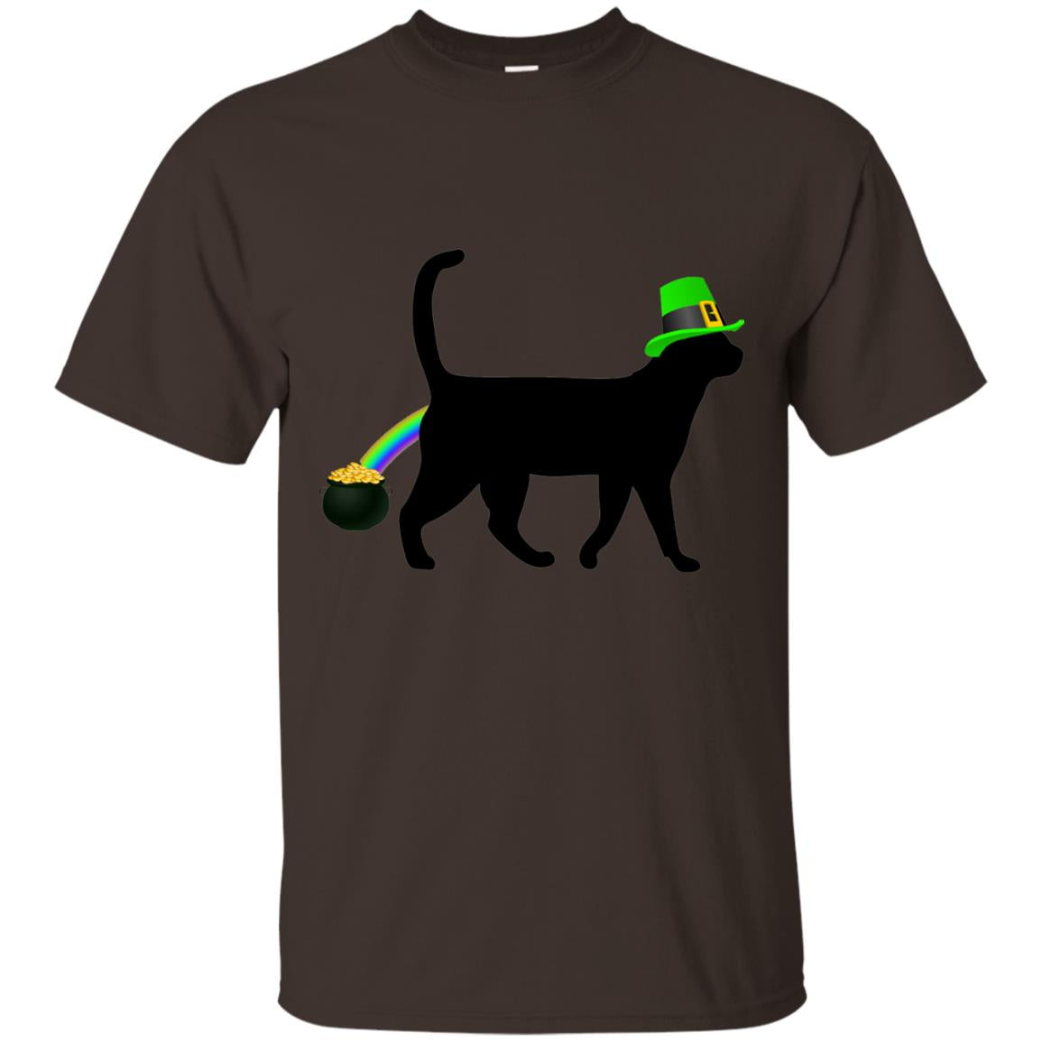 Cat Leprechaun Funny Cat Saint Patrick_s Day T-shirt Dark Chocolate