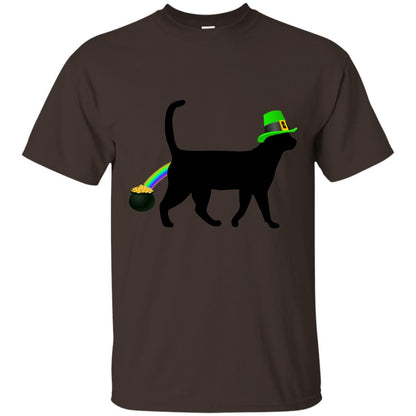 Cat Leprechaun Funny Cat Saint Patrick_s Day T-shirt Dark Chocolate