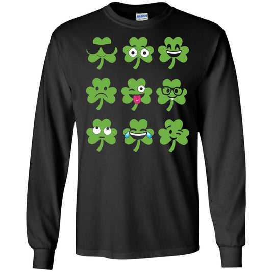 Emoji Shamrock St. Patrick_s Day T-shirt Black
