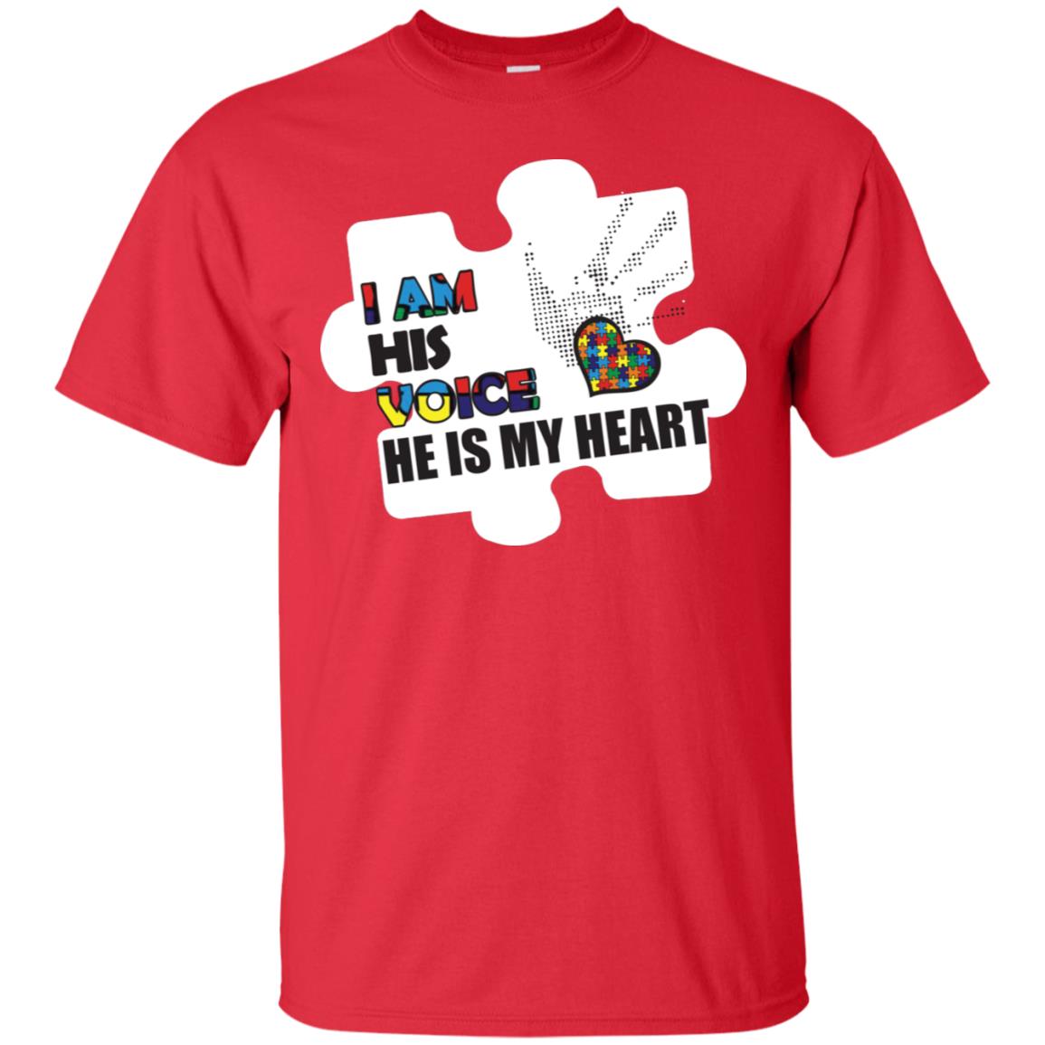 I Am His Voice He Is My Heart Autism Awareness Gift Shirt Red