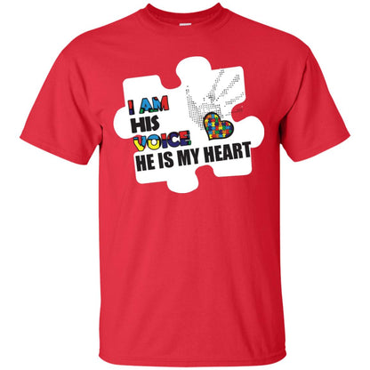 I Am His Voice He Is My Heart Autism Awareness Gift Shirt Red
