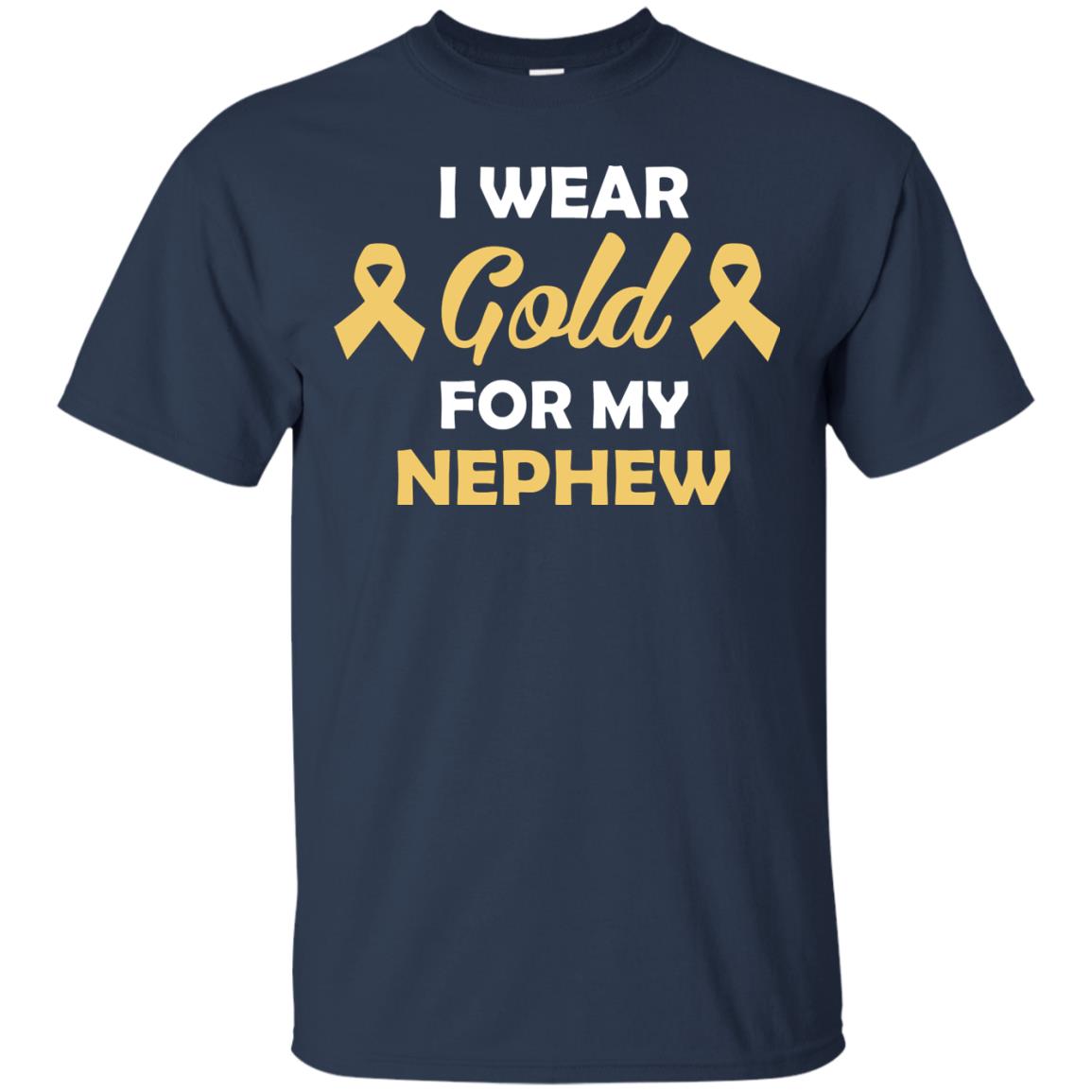I Wear Gold For My Nephew Childhood Cancer Awareness Shirt Navy