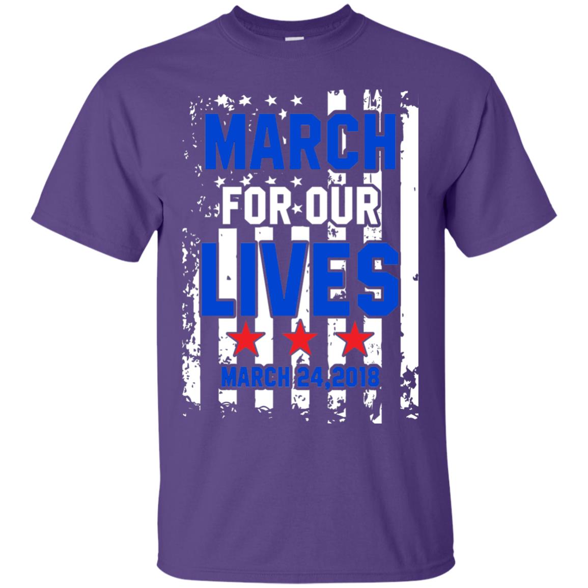 March For Our Lives With American Flag Gun Control T-shirt Purple