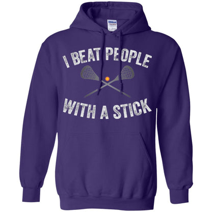 Lacrosse Lover T-shirt I Beat People With A Stick Purple