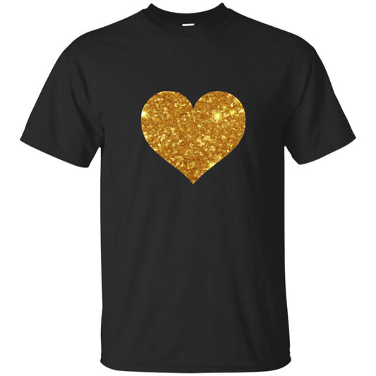 Valentine_s Day T-shirt Gold Heart Black