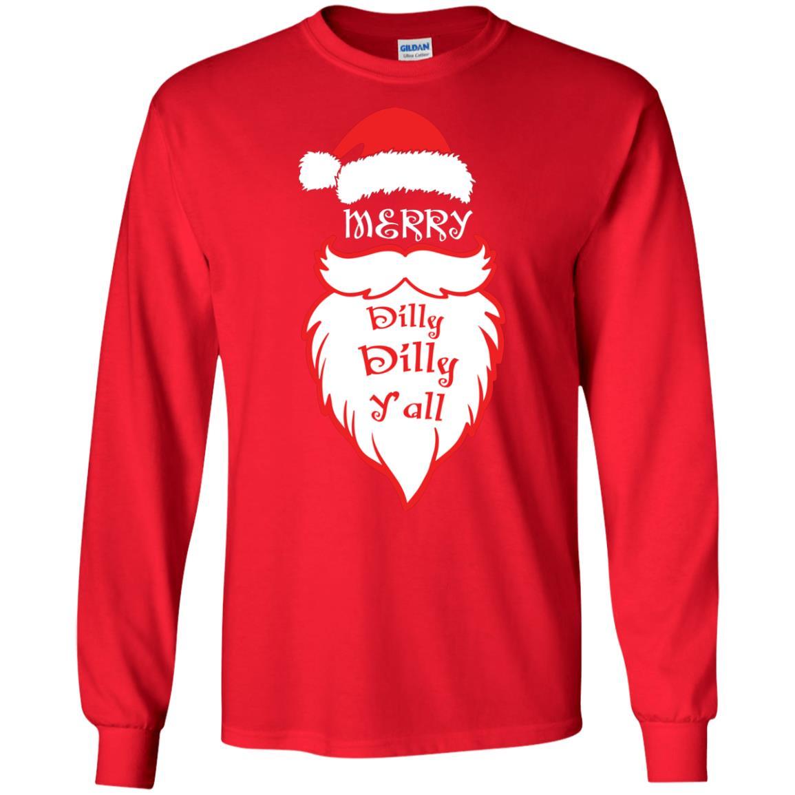 Christmas T-shirt Merry Dilly Dilly Y'all Red