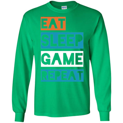 Eat Sleep Game Repeat Video Gamer Player T-shirt Irish Green
