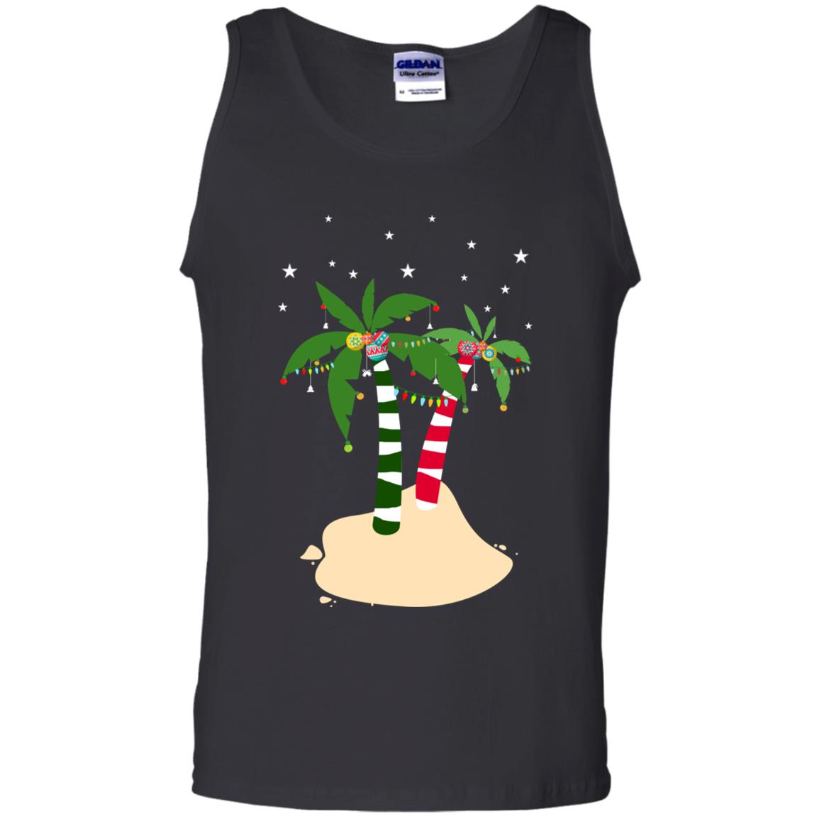 Decorated Tropical Coconut Tree Merry X-mas 2018 Gift Shirt Black