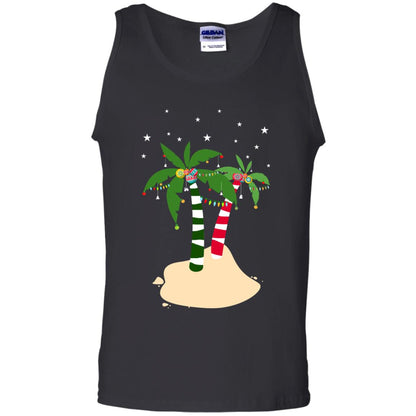Decorated Tropical Coconut Tree Merry X-mas 2018 Gift Shirt Black