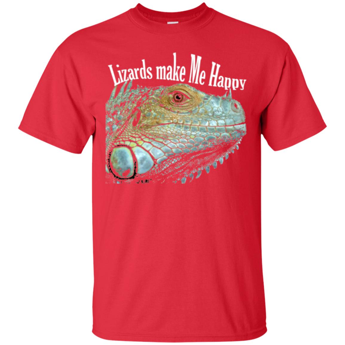 Reptiles Lovers T-shirt Lizards Make Me Happy Red